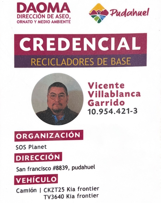 Credencial Oficial de Reciclador de Base - Municipalidad de Pudahuel